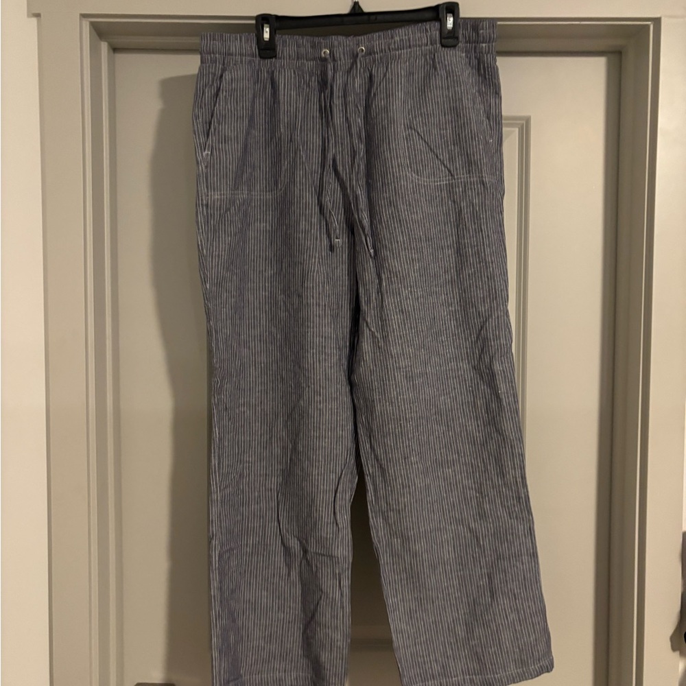 Women’s Striped Blue Linen Pants
